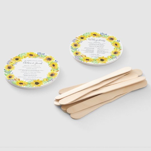 Bloemvelden krans bruiloft programma handwaaier (Niet-gemonteerd)