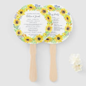 Bloemvelden krans bruiloft programma handwaaier (Voorkant en achterkant)