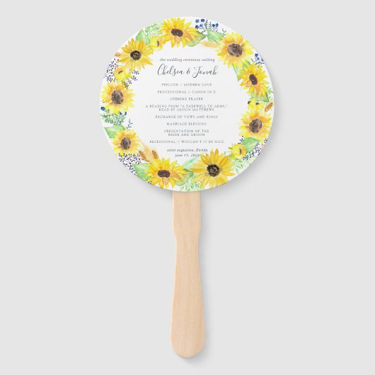 Bloemvelden krans bruiloft programma handwaaier (Voorkant)