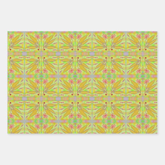 BLOEMVEREN EN GLOEIENDE BARSTEN WIKKELPAPIER INPAKPAPIER VEL (Voorkant 2)