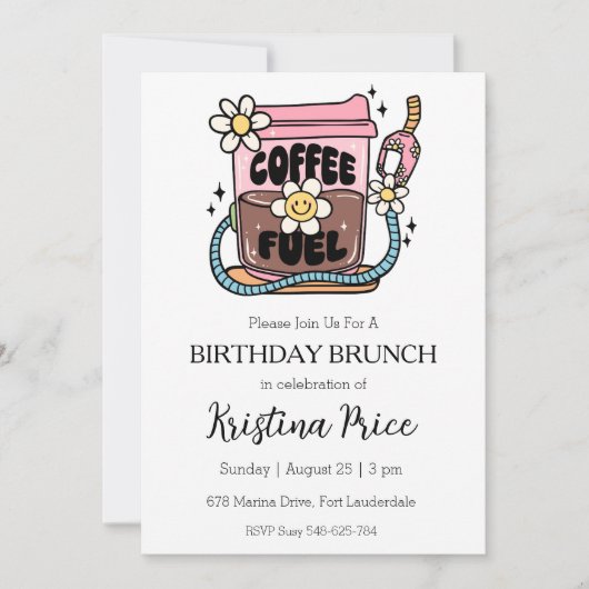 Bloemverjaardag brunch uitnodiging (Voorkant)