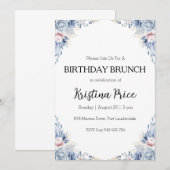 Bloemverjaardag brunch uitnodiging (Voorkant / Achterkant)