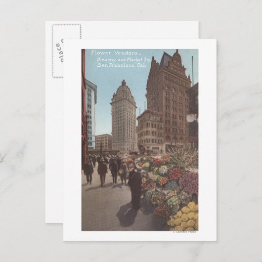 Bloemverkopers, Kearny & Market Streets Briefkaart (Voorkant / Achterkant)