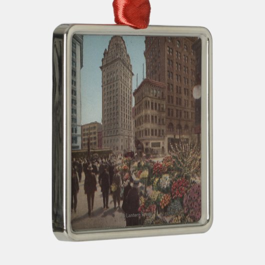 Bloemverkopers, Kearny & Market Streets Metalen Ornament (Rechts)