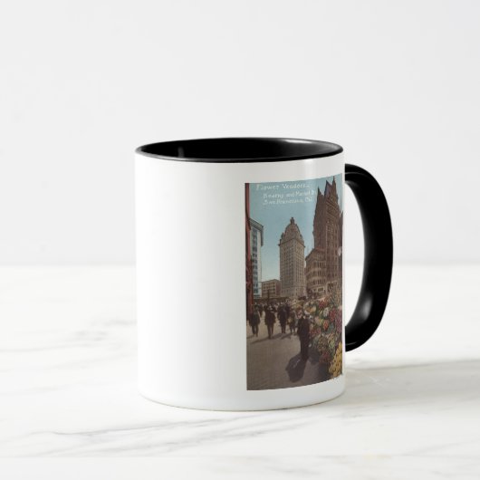 Bloemverkopers, Kearny & Market Streets Mok (Voorkant rechts)