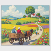 Bloemverpakkings papier Naïeve stijl (Vlak)