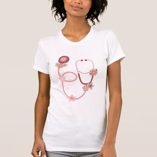 Bloemverpleegkundige stethoscoop t-shirt (Voorkant)