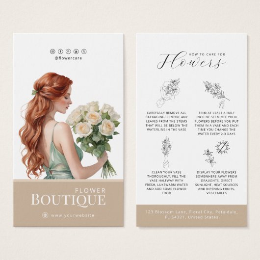 Bloemverzorging Hang Label Bloemist Kaart (Voorkant /achterkant)