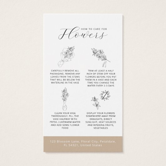 Bloemverzorging Hang Label Bloemist Kaart (Achterkant)