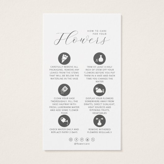 Bloemverzorging Hang Label Bloemist Kaart met Logo (Achterkant)