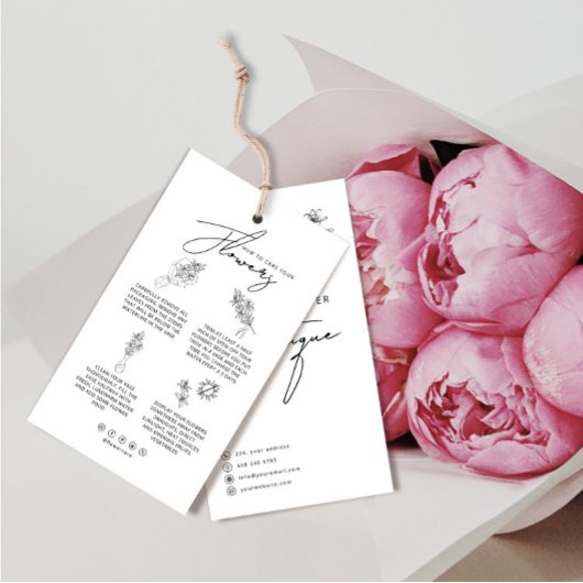 Bloemverzorging Hang Label Bloemist Kaart met Logo