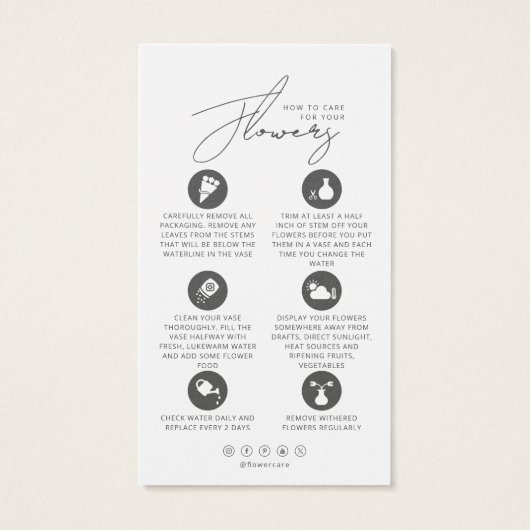 Bloemverzorging Hang Label Bloemist Kaart met Logo (Achterkant)