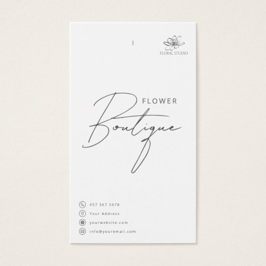 Bloemverzorging Hang Label Bloemist Kaart met Logo (Voorkant)