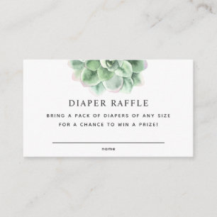 Bloemvetplant. Baby shower Luier Raffle ticket Informatiekaartje