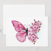 Bloemvink met roze Sakura Aankondiging (Voorkant / Achterkant)
