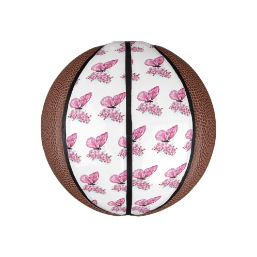 Bloemvink met roze Sakura Basketbal (Verticaal)