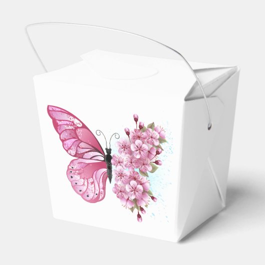 Bloemvink met roze Sakura Bedankdoosjes (Achterkant)