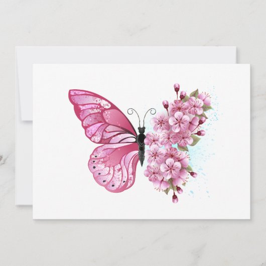 Bloemvink met roze Sakura Bedankkaart (Voorkant)