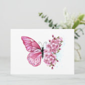Bloemvink met roze Sakura Bedankkaart (Staand voorkant)