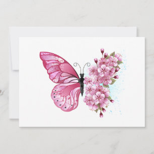 Bloemvink met roze Sakura Bedankkaart