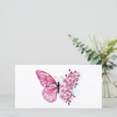 Bloemvink met roze Sakura Bedankkaart (Staand voorkant)