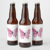 Bloemvink met roze Sakura Bier Etiket (Flessen)