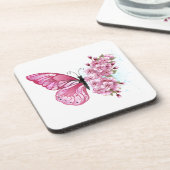 Bloemvink met roze Sakura Bier Onderzetter (Linkerzijde)