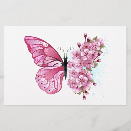 Bloemvink met roze Sakura Briefpapier (Voorkant)