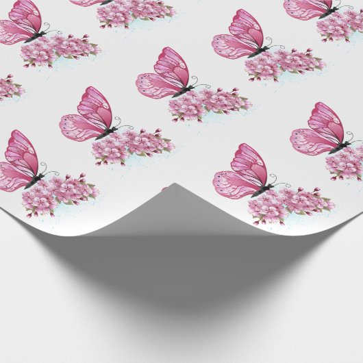 Bloemvink met roze Sakura Cadeaupapier (Hoek)