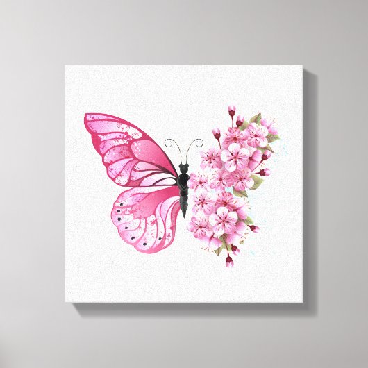Bloemvink met roze Sakura Canvas Afdruk (Voorkant)