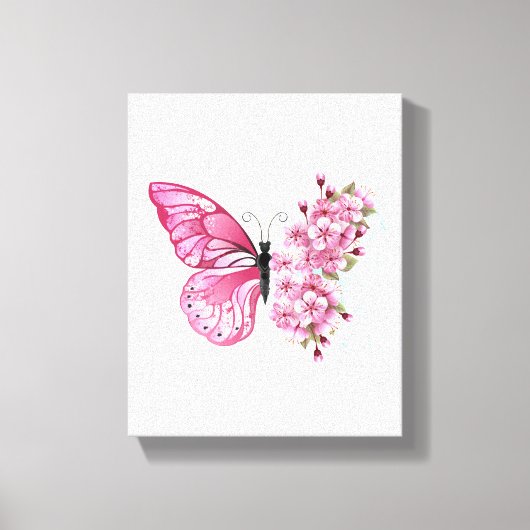 Bloemvink met roze Sakura Canvas Afdruk (Voorkant)