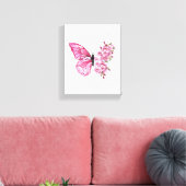Bloemvink met roze Sakura Canvas Afdruk (Insitu (Woonkamer))