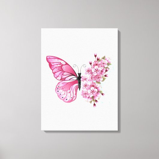 Bloemvink met roze Sakura Canvas Afdruk (Voorkant)