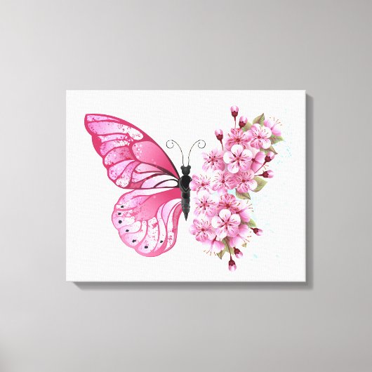 Bloemvink met roze Sakura Canvas Afdruk (Voorkant)