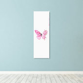 Bloemvink met roze Sakura Canvas Afdruk (Insitu (Houten vloer))