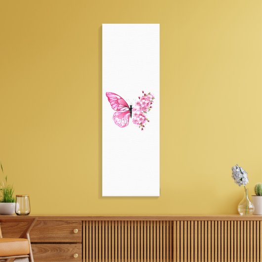 Bloemvink met roze Sakura Canvas Afdruk (Insitu (Woonkamer))