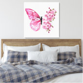 Bloemvink met roze Sakura Canvas Afdruk (Insitu (Slaapkamer))