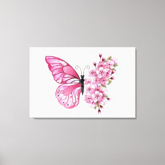Bloemvink met roze Sakura Canvas Afdruk (Voorkant)