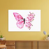 Bloemvink met roze Sakura Canvas Afdruk (Insitu (Woonkamer))