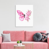 Bloemvink met roze Sakura Canvas Afdruk (Insitu (Woonkamer))