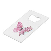 Bloemvink met roze Sakura Creditkaart Flessenopener (Voorkant Gekanteld)
