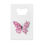Bloemvink met roze Sakura Creditkaart Flessenopener (Achterkant)