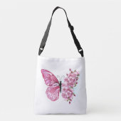 Bloemvink met roze Sakura Crossbody Tas (Achterkant)