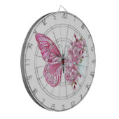 Bloemvink met roze Sakura Dartbord (Voorkant Links)