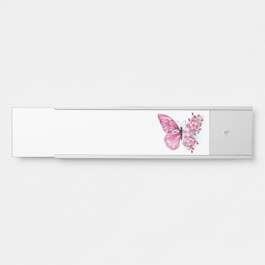 Bloemvink met roze Sakura Deurbordje (Voorkant)