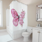 Bloemvink met roze Sakura Douchegordijn (In situ)