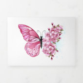 Bloemvink met roze Sakura Drieluik Kaart (Cover)