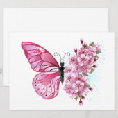Bloemvink met roze Sakura Feestdagenkaart (Voorkant / Achterkant)