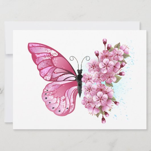 Bloemvink met roze Sakura Feestdagenkaart (Voorkant)