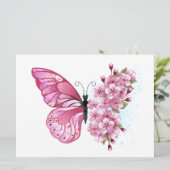 Bloemvink met roze Sakura Feestdagenkaart (Staand voorkant)